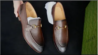 GUCCI JORDAAN BROWN LEATHER LOAFER UNBOXING