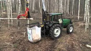 Naarva S23 ja polttopuun teko säkkiin - Naarva S23 harvester and firewood processor