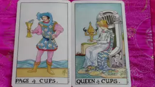 Page of Cups & Queen of Cups Tarot Cards In a Reading