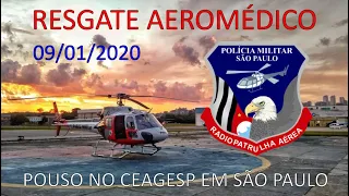 Helicóptero Águia resgata vítima no CEAGESP - Comando de Aviação Polícia Militar SP