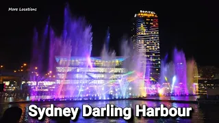 Sydney Darling Harbour Night Walk + "Water And Light Show" Vivid Sydney 2022