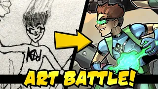 Redrawing My Childhood Superheroes for an ART BATTLE! (Ft. Ben Mellinger Art)