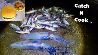 Big SQUID & Horse Mackerel - Catch Clean Cook , Delicious Trash Fish