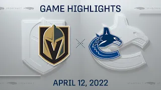 NHL Highlights | Golden Knights vs. Canucks - Apr 13, 2022
