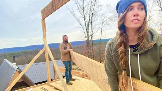 RIDGE BEAM Installation | 35 Foot Peak of our A-Frame Cabin Build
