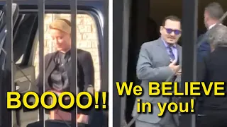 Johnny Depp chased by Fans❤ Vs. Amber Heard 👎Booed(INSANE)