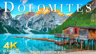 FLYING OVER DOLOMITES (4K UHD) - Relaxing Music Along With Beautiful Nature Videos - 4K LIVE UHD