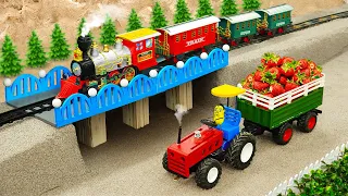Diy tractor making mini Concrete Overpass for Train | Rescue mini Train Bridge Collapsed | HP Mini
