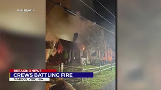 Crews battle house fire in Marion after receiving calls of shots fired