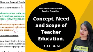 Concept, Need and Scope of Teacher Education | Pre-Service and In-Service Teacher Education