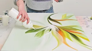 So MUCH DEPTH😲 Intuitive Painting with Criss-Cross Leaves  🍃 Acrylic Painting Demo