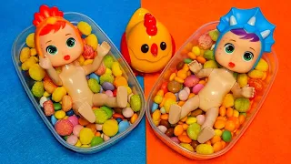 Very Satisfying Video l Mixing Candy in BathTubs with Rainbow Skittles l ASMR