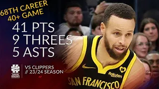 Stephen Curry 41 pts 9 threes 5 asts vs Clippers 23/24 season