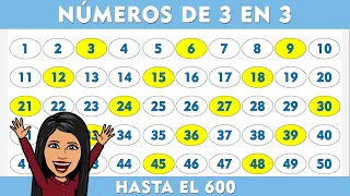 NÚMEROS DE 3 en 3 hasta 600 I 3 EN 3 hasta 600 😜🌟I Los Múltiplos de 3 hasta el 600