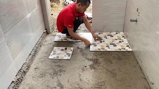 Amazing Techniques Construction Bathroom Floor With Ceramic Tile