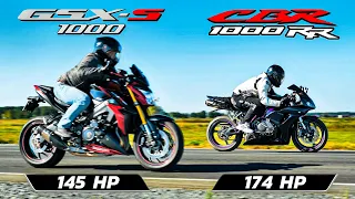 Yamaha R1 vs Suzuki GSX-S vs Honda CBR 1000RR vs Triumph Daytona 955i vs Kawasaki Z1000 RR + BMW e46