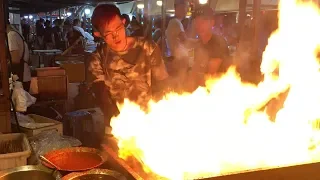 Shenyang Night Market - China street food tour! FIRE! OCTOPUS! BUGS! FROGS!