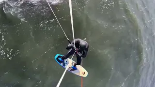 Strapless and strapped kitesurfing at Sandy Hook, NJ