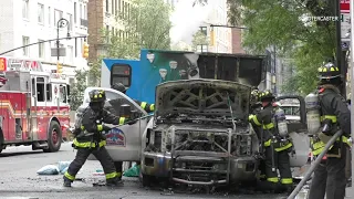 Ambulance engulfed in flames on Upper East Side