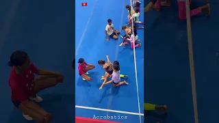 Learning acro tricks || three people gymnastics 🤸🏻‍♀️ #shorts