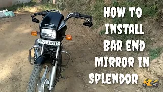 How to install bar end mirror in splendor 🏍️//any bike