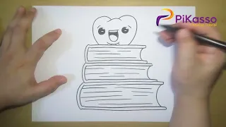 Stack of Books an Apple and Pencils Easy Drawing Tutorial
