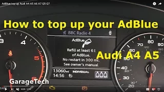 AdBlue top up Audi A4 A5 A6 A7 Q5 Q7