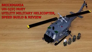 BRICKMANIA CUSTOM LEGO, BELL UH-1(D) HUEY - UTILITY MILITARY HELICOPTER, SPEED BUILD & REVIEW