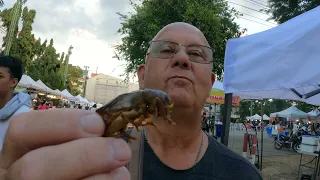 Eating Locust At Chiang Rai Saturday Night Market