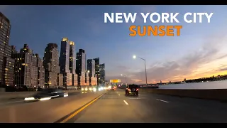 Sunset in New York City - West Side Manhattan Scenic Drive 4K