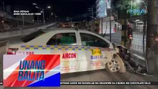 Taxi, bumangga sa traffic sign post at concrete barrier; driver, umaming nakaidlip habang...  | UB