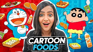 Eating our FAVORITE CARTOON FOODS for 24 hours *SHINCHAN, DOREMON, Scooby*