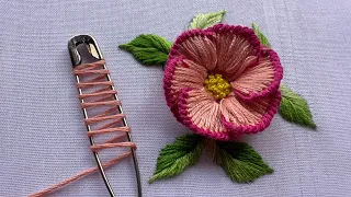 Beautiful flower design using safety pin 🧷 |latest hand embroidery design