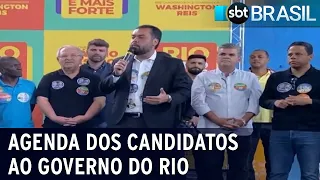 Veja como foi o dia dos 3 mais bem colocados em pesquisas ao governo do RJ | SBT Brasil (30/08/22)