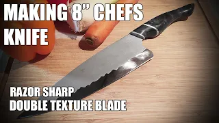 Making double texture 8" Chef's knife (not a San Mai, but still looks cool)