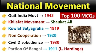 Indian National Movement | Top 100 MCQs | All National Movement In India | Modern History GK MCQs |