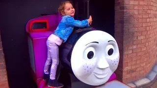 Katy have fun in Thomas the train land playground for kids