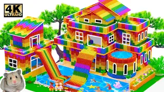 DIY How To Make Villa House With Rainbow Water Well, Kitchen, Living, Pool From Magnetic Balls