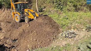 Joining Mountain Narrow Road with a River for Mountain Farmers-JCB Machine