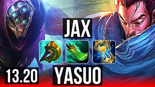 JAX vs YASUO (TOP) | 2.2M mastery, Legendary, 15/3/4, 300+ games | KR Master | 13.20