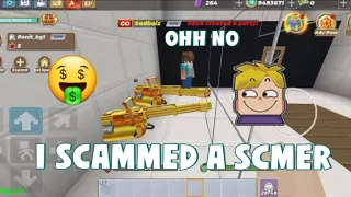 I Scam A Scammer 2 Gatlin gun in skyblock || Blockman go