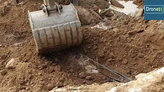 Broken Water Pipe-JCB Backhoe Loader-Hilly School Road Construction
