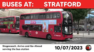 London buses at Stratford 10/07/2023