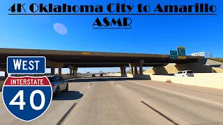 4K Oklahoma City to Amarillo ASMR.  Interstate 40 West. I 40 West