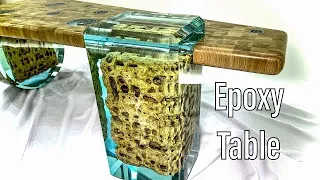 Amazing Epoxy Table. Combination Epoxy with Stones, Wood and Metal!