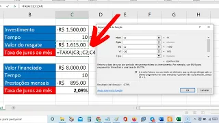 Como calcular taxa de juros ao mês no Excel