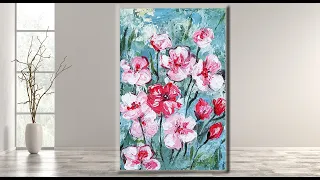 Easy Abstract Flowers/ Acrylic painting tutorial /step by step /MariArtHome