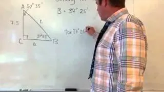 Solving a right triangle with degrees minutes angles