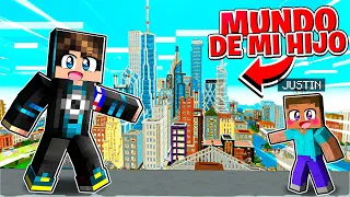 REACCIONANDO AL MUNDO DE MINECRAFT DE MI HIJO JUSTIN !! HaroldArtistPlay