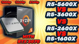 Ryzen 5 5600X vs 3600X vs 2600X vs 1600X - Game Performance Comparison